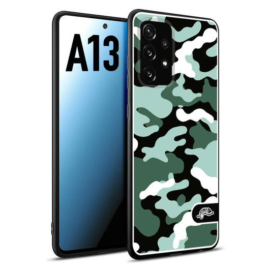 CUSTOMIZZA - Custodia cover nera morbida in tpu compatibile per Samsung A13 camouflage mimetico militare verde green