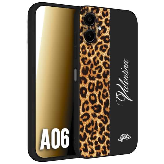 CUSTOMIZZA - Custodia cover nera morbida in tpu compatibile per Samsung A06 custom nome scritta leopardato maculato donna marrone leopard