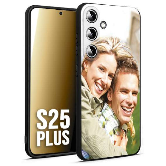 CUSTOMIZZA - Custodia cover nera morbida in tpu compatibile per Samsung S25 PLUS personalizzata con foto immagine scritta a piacere