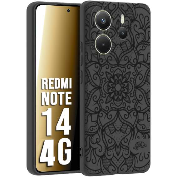 CUSTOMIZZA - Custodia cover nera morbida in tpu compatibile per Xiaomi Redmi Note 14 4G mandala nero fiore vedo non vedo donna