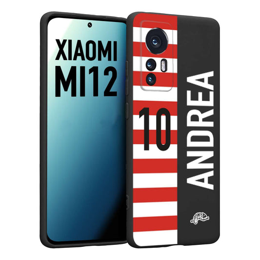 CUSTOMIZZA - Custodia cover nera morbida in tpu compatibile per Xiaomi 12 5G personalizzata calcio football nome e numero calciatori bianco rossa