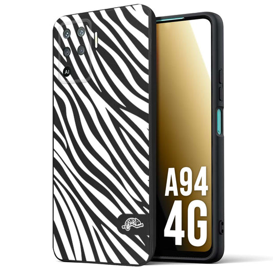 CUSTOMIZZA - Custodia cover nera morbida in tpu compatibile per Oppo A94 4G zebrata maculata a rilievo soft touch donna bianca