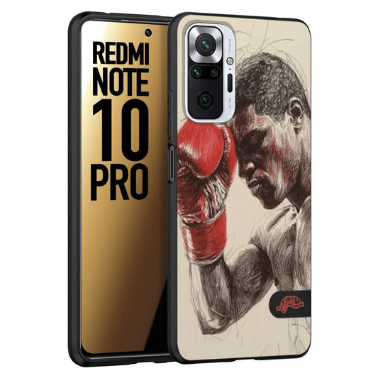 CUSTOMIZZA - Custodia cover nera morbida in tpu compatibile per Xiaomi Redmi Note 10 PRO pugilato pugili disegno tattoo guantoni boxer pesi massimi