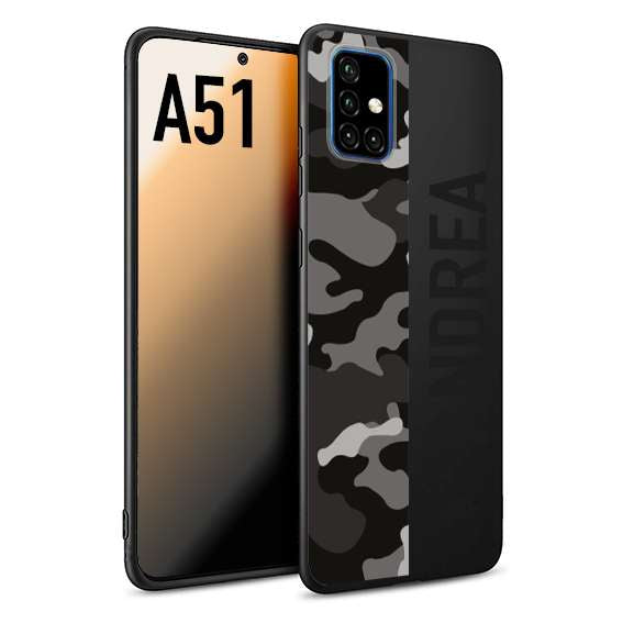 CUSTOMIZZA - Custodia cover nera morbida in tpu compatibile per Samsung A51 camouflage mimetico militare personalizzata nome