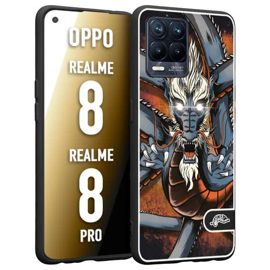 CUSTOMIZZA - Custodia cover nera morbida in tpu compatibile per Oppo Realme 8 - 8 PRO drago giapponese tattoo japan dragon