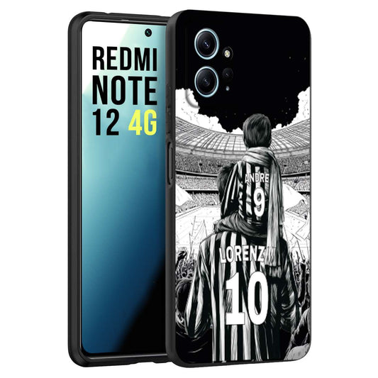 CUSTOMIZZA - Custodia cover nera morbida in tpu compatibile per Xiaomi Redmi Note 12 4G personalizzata calcio football nome e numero calciatori bianconeri bianca e nera
