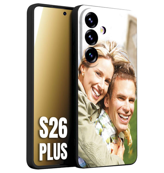 CUSTOMIZZA - Custodia cover nera morbida in tpu compatibile per Samsung S26 PLUS personalizzata con foto immagine scritta a piacere