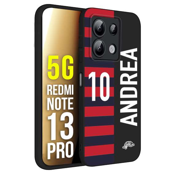 CUSTOMIZZA - Custodia cover nera morbida in tpu compatibile per Xiaomi Redmi Note 13 PRO 5G personalizzata calcio football nome e numero calciatori rossoblu