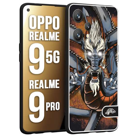 CUSTOMIZZA - Custodia cover nera morbida in tpu compatibile per Realme 9 5G - 9 PRO drago giapponese tattoo japan dragon