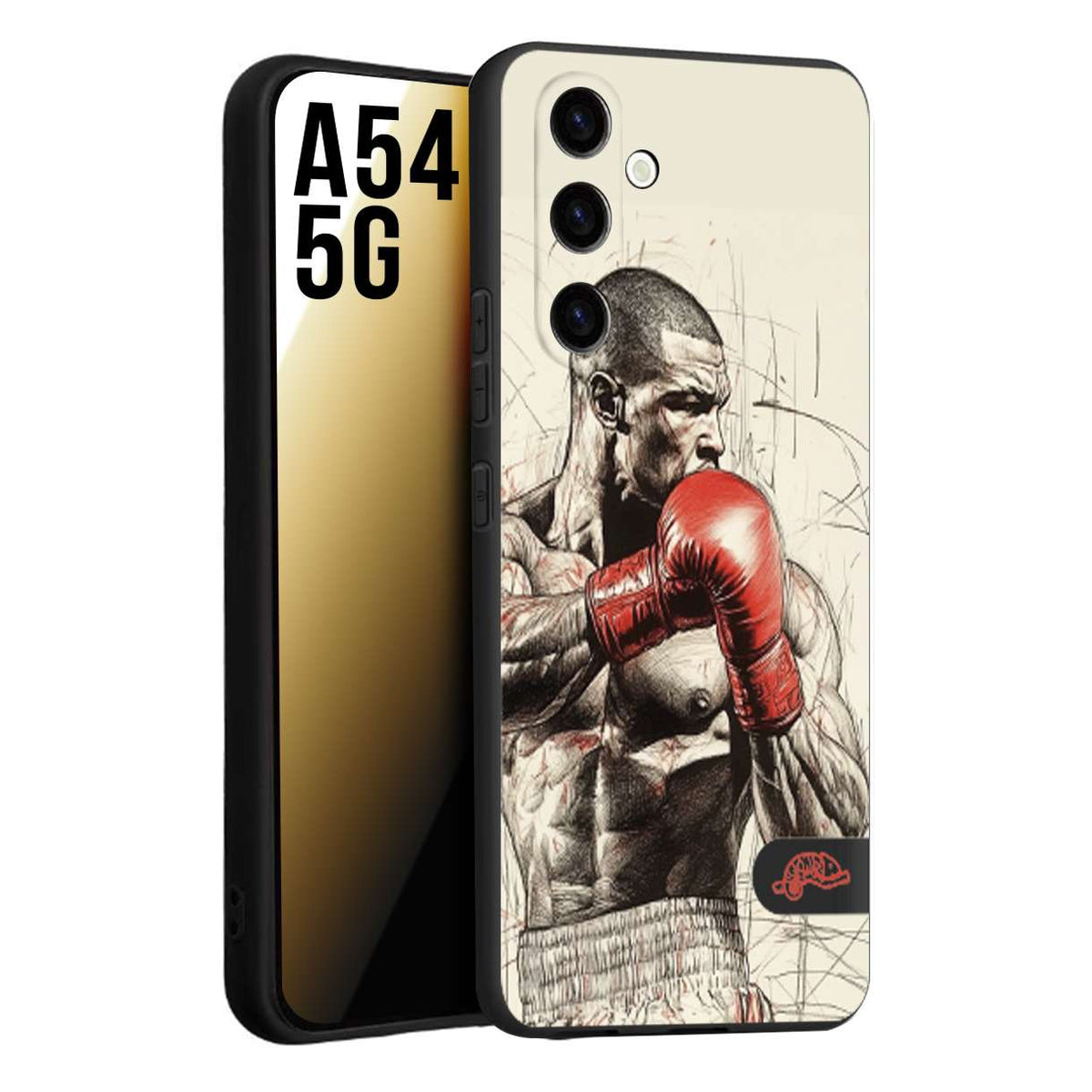 CUSTOMIZZA - Custodia cover nera morbida in tpu compatibile per Samsung A54 5G pugilato pugili disegno tattoo guantoni box sport ring