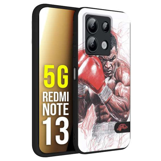 CUSTOMIZZA - Custodia cover nera morbida in tpu compatibile per Xiaomi Redmi Note 13 5G pugilato pugili disegno tattoo guantoni boxer pesi massimi iron mike