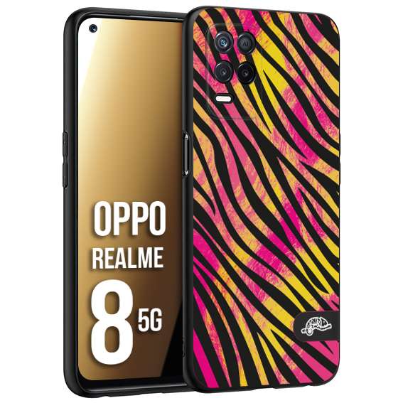 CUSTOMIZZA - Custodia cover nera morbida in tpu compatibile per Oppo Realme 8 5G zebrata maculata a rilievo soft touch donna fucsia gialla