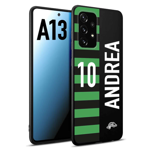 CUSTOMIZZA - Custodia cover nera morbida in tpu compatibile per Samsung A13 personalizzata calcio football nome e numero calciatori neroverde