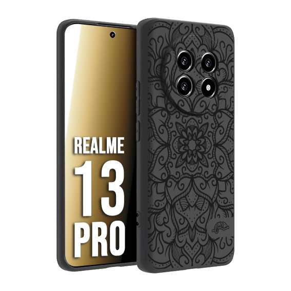 CUSTOMIZZA - Custodia cover nera morbida in tpu compatibile per Realme 13 PRO mandala nero fiore vedo non vedo donna