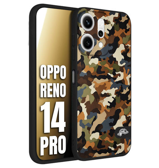 CUSTOMIZZA - Custodia cover nera morbida in tpu compatibile per Oppo Reno 14 PRO camouflage mimetico militare moderno blu marrone beige