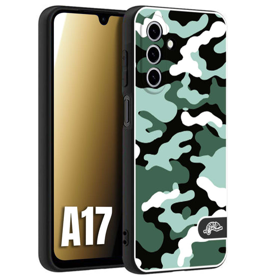 CUSTOMIZZA - Custodia cover nera morbida in tpu compatibile per Samsung A17 camouflage mimetico militare verde green