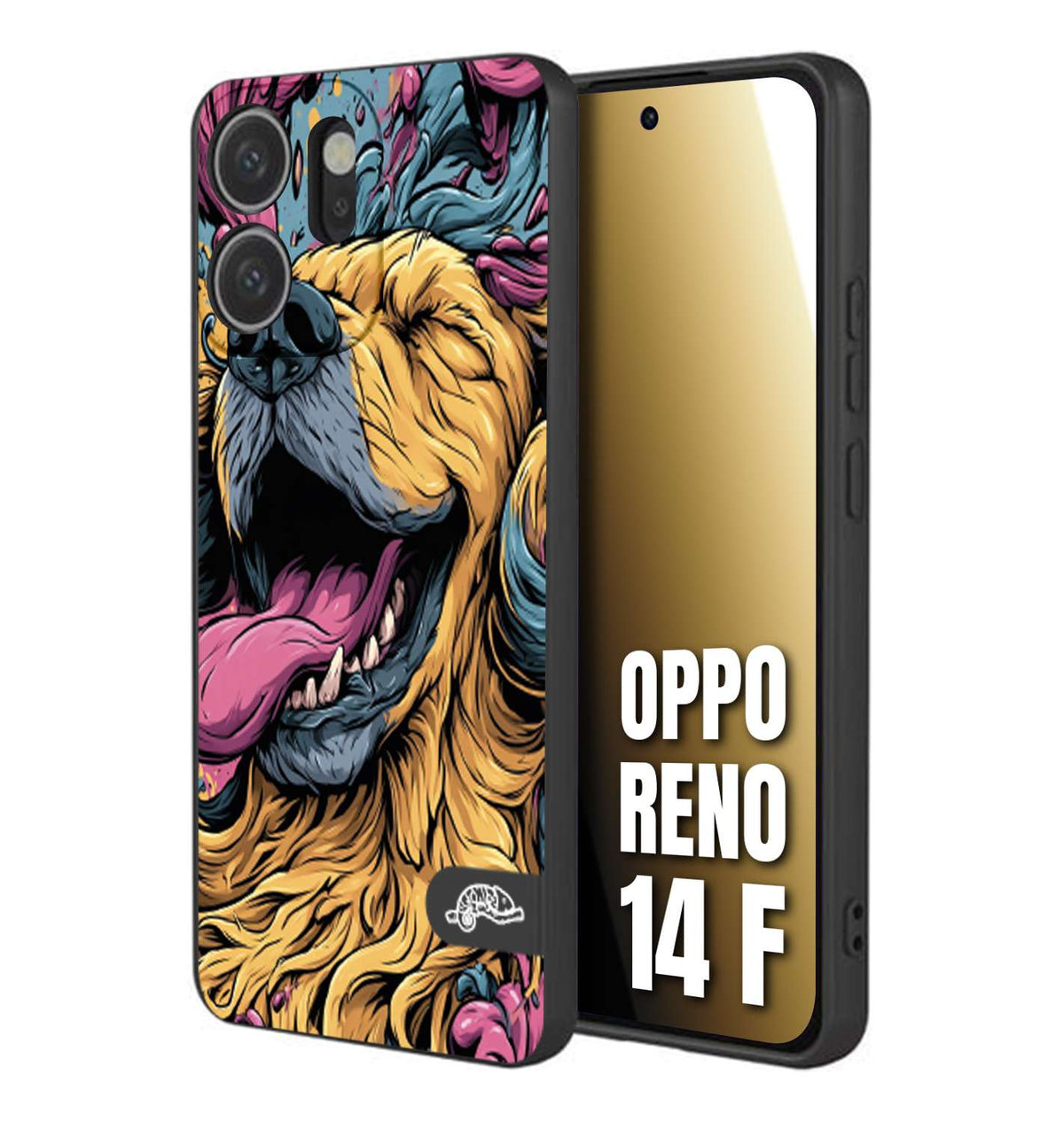 CUSTOMIZZA - Custodia cover nera morbida in tpu compatibile per Oppo Reno 14 F Negroni cocktail teschio illustrazione rosso arancia ghiaccio piccante street art fumetto