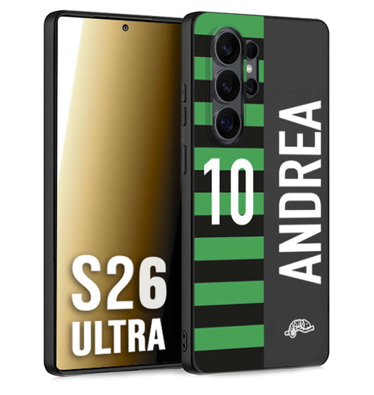 CUSTOMIZZA - Custodia cover nera morbida in tpu compatibile per Samsung S26 ULTRA personalizzata calcio football nome e numero calciatori neroverde