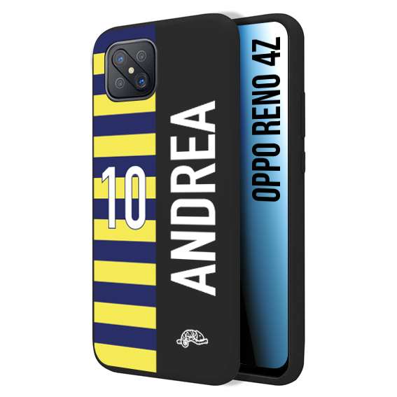 CUSTOMIZZA - Custodia cover nera morbida in tpu compatibile per Oppo Reno 4Z personalizzata calcio football nome e numero calciatori giallo blu