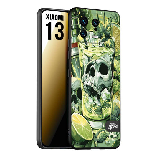 CUSTOMIZZA - Custodia cover nera morbida in tpu compatibile per Xiaomi 13 Mojito cocktail teschio illustrazione drink lime menta ghiacci tropicale street art