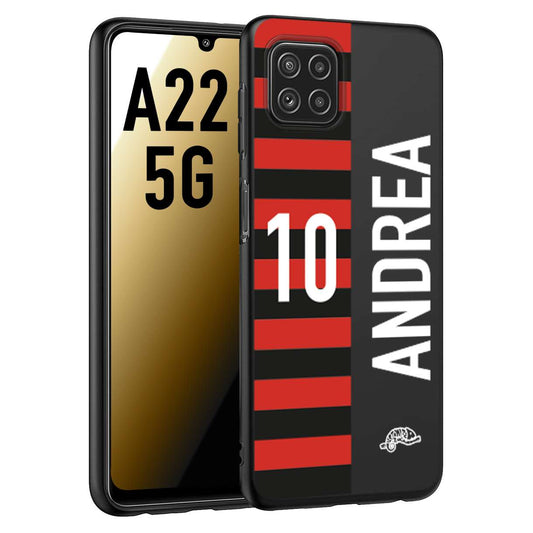 CUSTOMIZZA - Custodia cover nera morbida in tpu compatibile per Samsung A22 5G personalizzata calcio football nome e numero calciatori rossonera