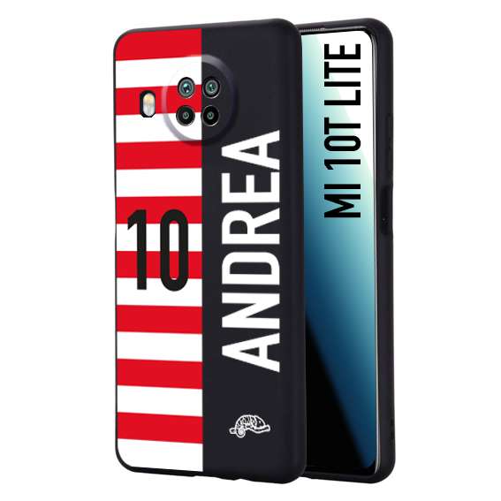 CUSTOMIZZA - Custodia cover nera morbida in tpu compatibile per Xiaomi Mi 10T LITE personalizzata calcio football nome e numero calciatori bianco rossa