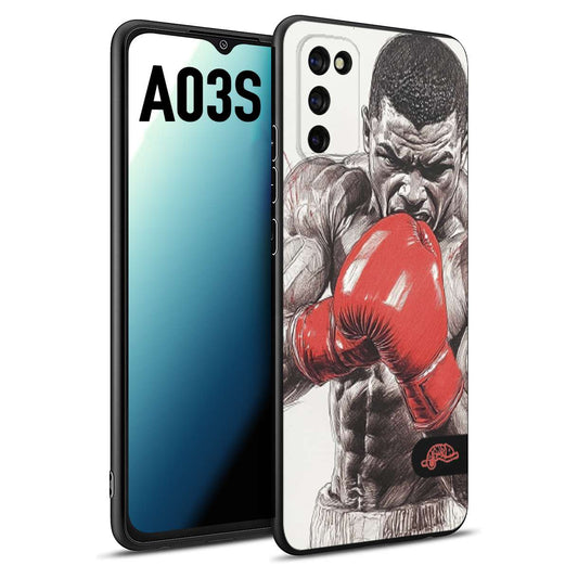 CUSTOMIZZA - Custodia cover nera morbida in tpu compatibile per Samsung A03S pugilato pugili disegno tattoo guantoni box pesi massimi gancio