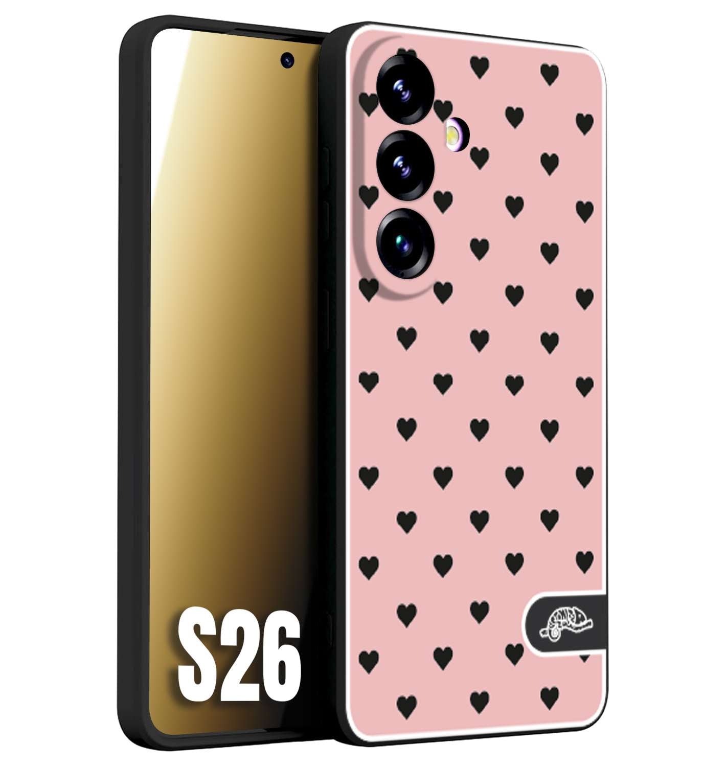 CUSTOMIZZA - Custodia cover nera morbida in tpu compatibile per Samsung S26 cuori pois rosa donna pin up vintage