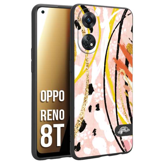 CUSTOMIZZA - Custodia cover nera morbida in tpu compatibile per Oppo Reno 8T fiori astratti donna zebrato leopardato fantasia dorata gialla rosa colorata