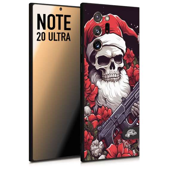 CUSTOMIZZA - Custodia cover nera morbida in tpu compatibile per Samsung NOTE 20 ULTRA teschio natale santa claus fiori tattoo disegnato