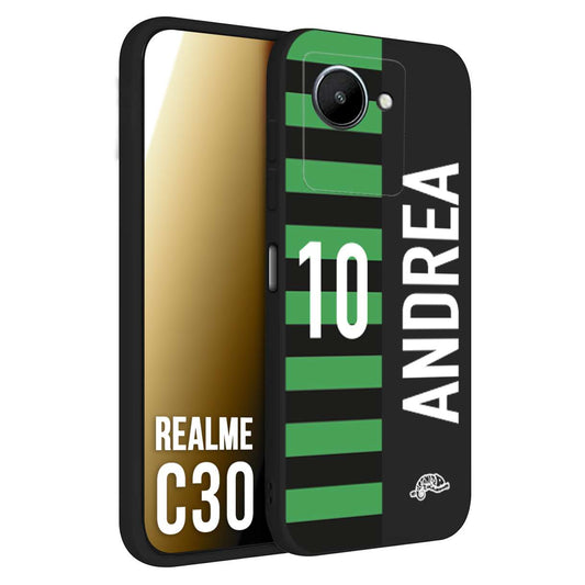 CUSTOMIZZA - Custodia cover nera morbida in tpu compatibile per Realme C30 personalizzata calcio football nome e numero calciatori neroverde