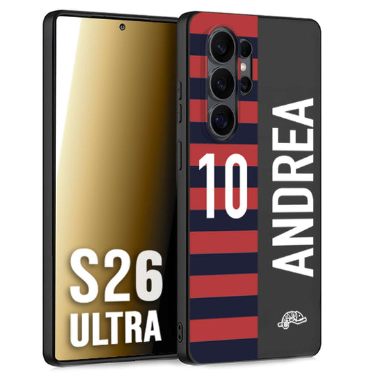 CUSTOMIZZA - Custodia cover nera morbida in tpu compatibile per Samsung S26 ULTRA personalizzata calcio football nome e numero calciatori rossoblu