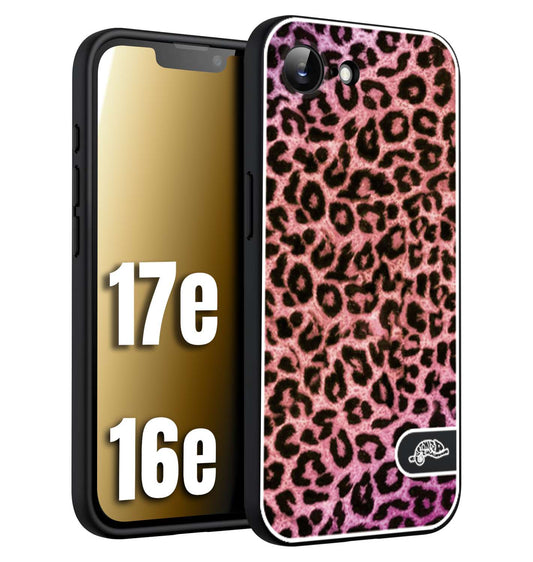 CUSTOMIZZA - Custodia cover nera morbida in tpu compatibile per iPhone 16E - 17E leopardato maculato donna rosa leopard