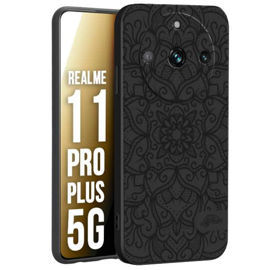 CUSTOMIZZA - Custodia cover nera morbida in tpu compatibile per Realme 11 PRO PLUS 5G mandala nero fiore vedo non vedo donna