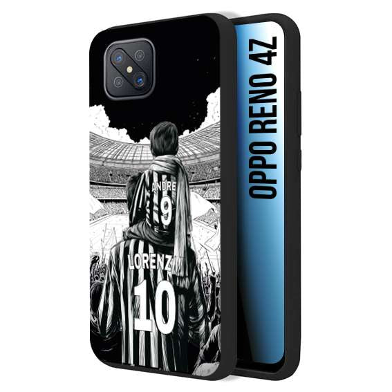 CUSTOMIZZA - Custodia cover nera morbida in tpu compatibile per Oppo Reno 4Z personalizzata calcio football nome e numero calciatori bianconeri bianca e nera