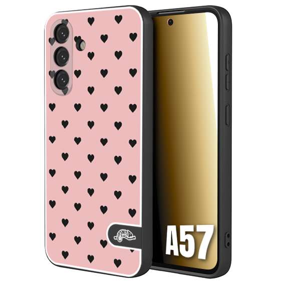 CUSTOMIZZA - Custodia cover nera morbida in tpu compatibile per Samsung A57 cuori pois rosa donna pin up vintage