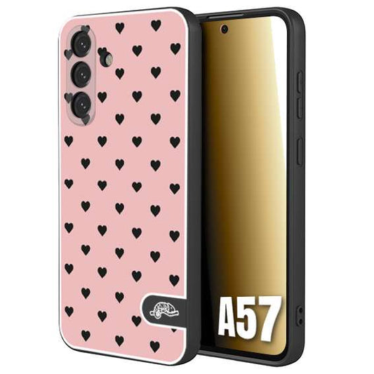 CUSTOMIZZA - Custodia cover nera morbida in tpu compatibile per Samsung A57 cuori pois rosa donna pin up vintage