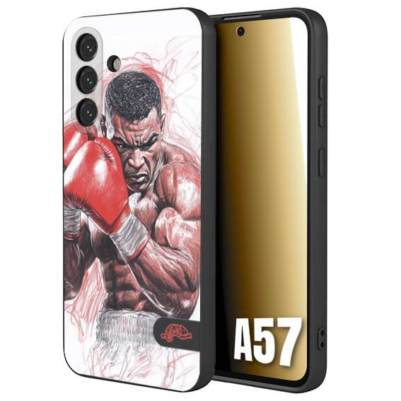 CUSTOMIZZA - Custodia cover nera morbida in tpu compatibile per Samsung A57 pugilato pugili disegno tattoo guantoni boxer pesi massimi iron mike