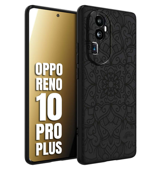 CUSTOMIZZA - Custodia cover nera morbida in tpu compatibile per Oppo Reno 10 PRO PLUS mandala nero fiore vedo non vedo donna