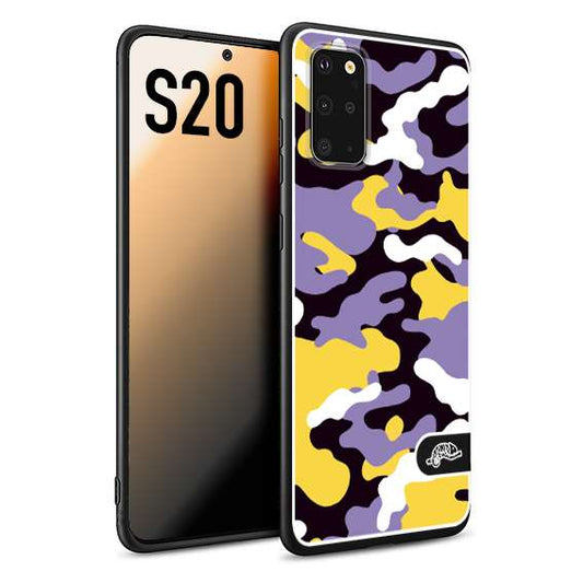 CUSTOMIZZA - Custodia cover nera morbida in tpu compatibile per Samsung S20 camouflage mimetico militare viola lilla giallo