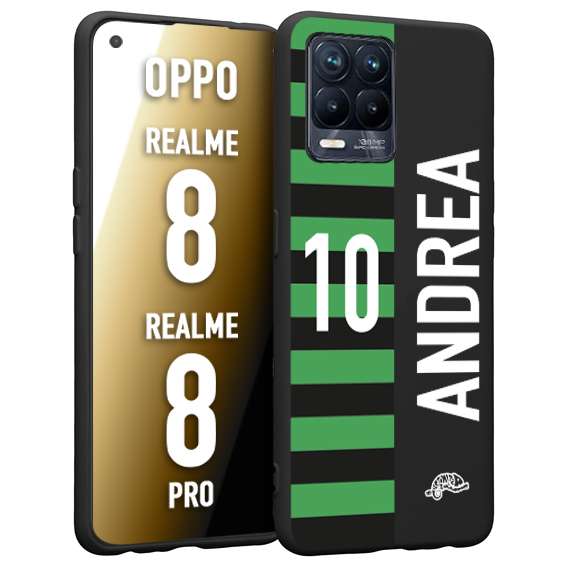 CUSTOMIZZA - Custodia cover nera morbida in tpu compatibile per Realme 8 - 8 PRO personalizzata calcio football nome e numero calciatori neroverde