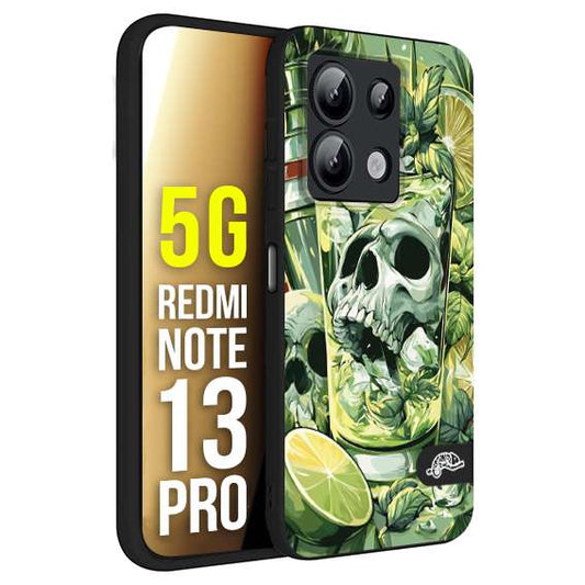 CUSTOMIZZA - Custodia cover nera morbida in tpu compatibile per Xiaomi Redmi Note 13 PRO 5G Mojito cocktail teschio illustrazione drink lime menta ghiacci tropicale street art
