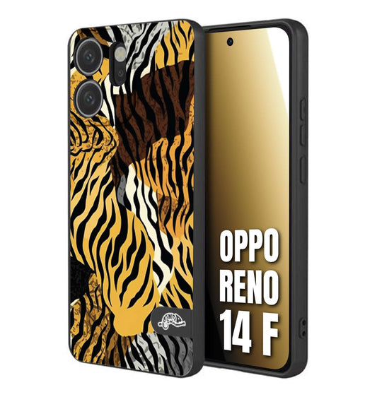CUSTOMIZZA - Custodia cover nera morbida in tpu compatibile per Oppo Reno 14 F leopardato tigrato tiger colorata donna fashion estate