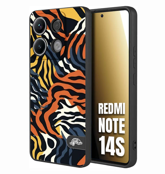 CUSTOMIZZA - Custodia cover nera morbida in tpu compatibile per Xiaomi Redmi Note 14S leopardato maculato tigrato tiger colorata gialla blu arancio