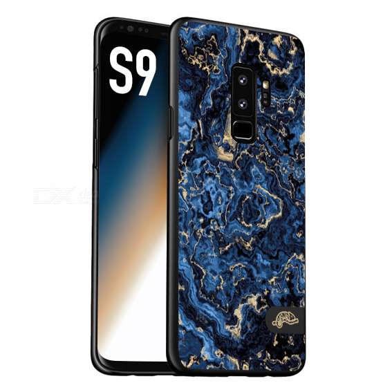 CUSTOMIZZA - Custodia cover nera morbida in tpu compatibile per Samsung S9 effetto marmo marble blu venature dorato psichedelico