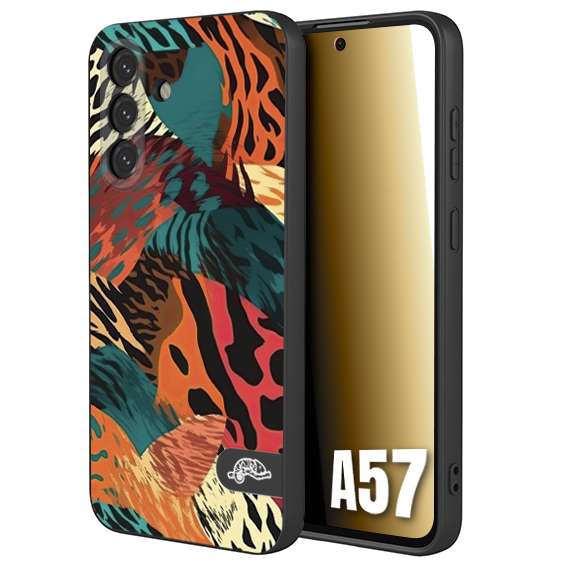 CUSTOMIZZA - Custodia cover nera morbida in tpu compatibile per Samsung A57 leopardato tigrato tiger colorata summer arancio verde fucsia