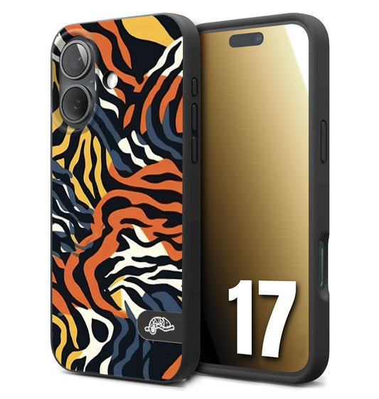 CUSTOMIZZA - Custodia cover nera morbida in tpu compatibile per iPhone 17 leopardato maculato tigrato tiger colorata gialla blu arancio