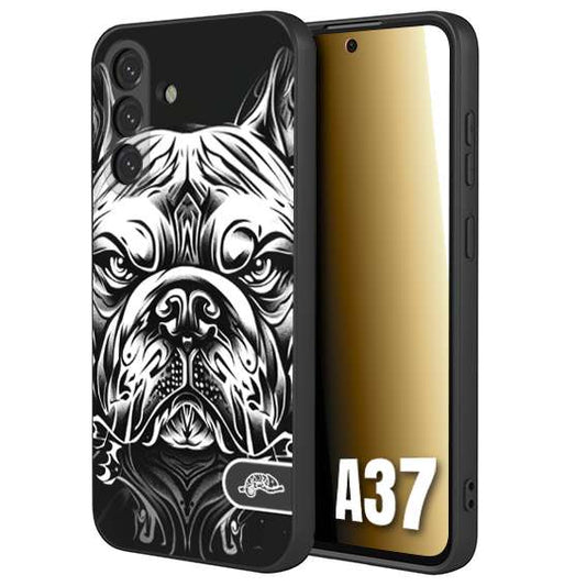 CUSTOMIZZA - Custodia cover nera morbida in tpu compatibile per Samsung A37 bulldog bianco a rilievo disegnato tattoo tatuaggio