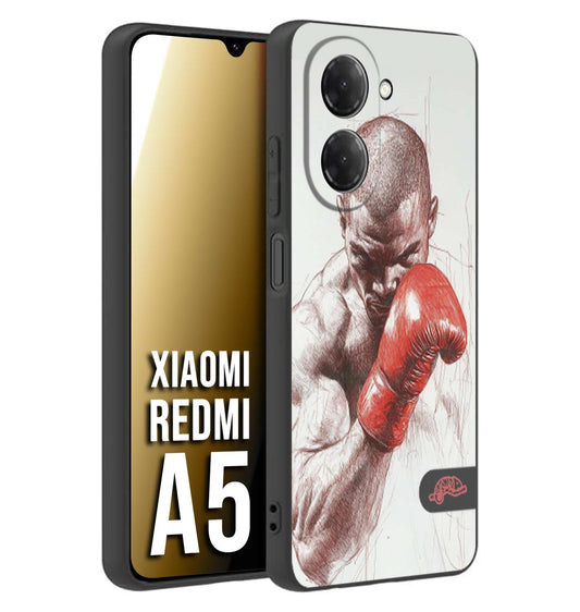 CUSTOMIZZA - Custodia cover nera morbida in tpu compatibile per Xiaomi Redmi A5 pugilato pugili disegno tattoo guantoni box sport primo piano