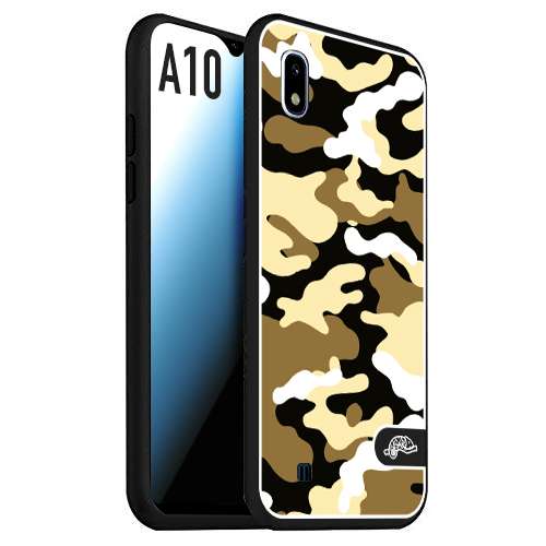 CUSTOMIZZA - Custodia cover nera morbida in tpu compatibile per Samsung A10 camouflage mimetico militare giallo desert brown